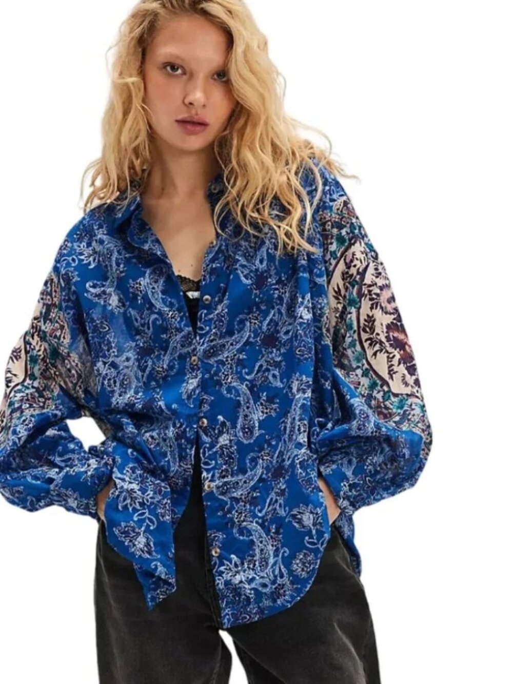 Blue - Free People Rose Bud Blouse - Size M